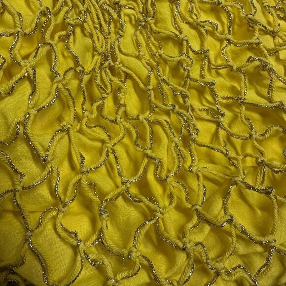 Vintage Jeffrey Lawrence for Lawrence Bentley Yellow Metallic Fishnet Hobo Bag - Picture 2 of 10